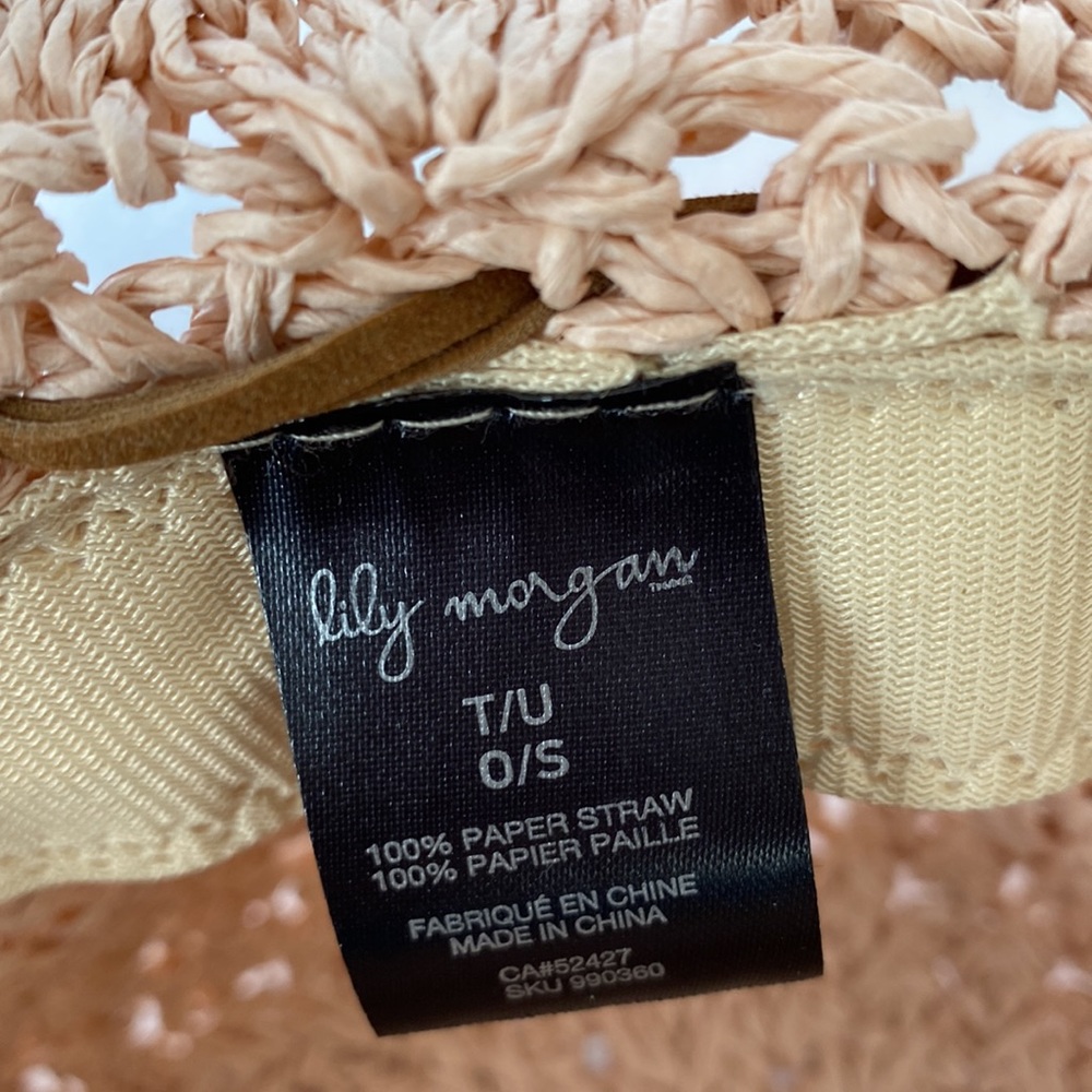 Straw Sun Hat with Bow Trim - Blush Pink - Picture 8 of 9